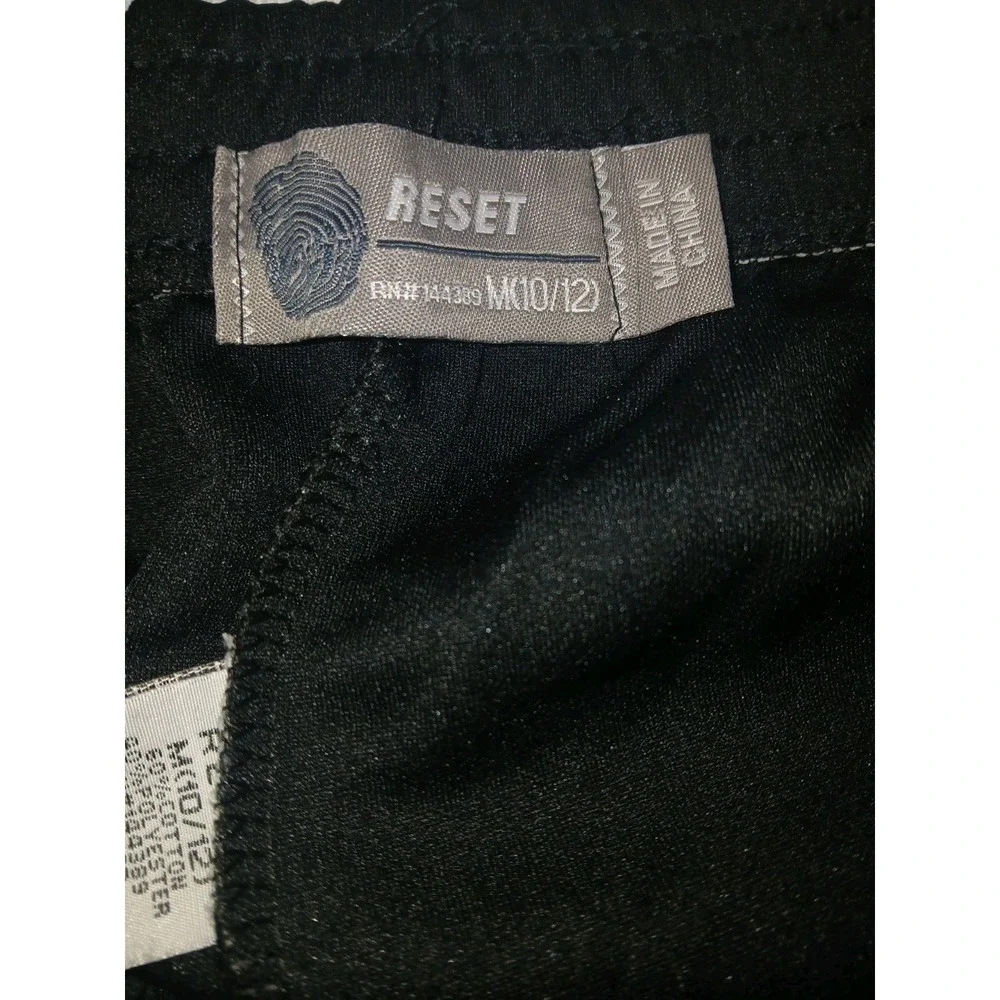Reset Boys Tricot Track Pants Black White Red Side Stripe Sz 10/12
